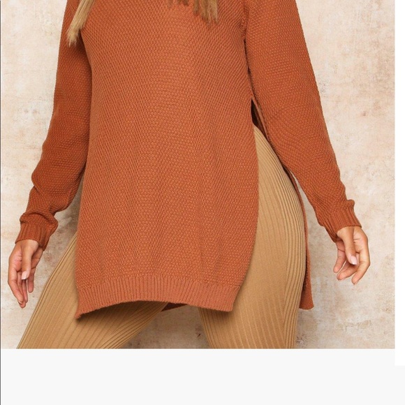 Split moss stitch tunic sweater - Picture 2 of 2